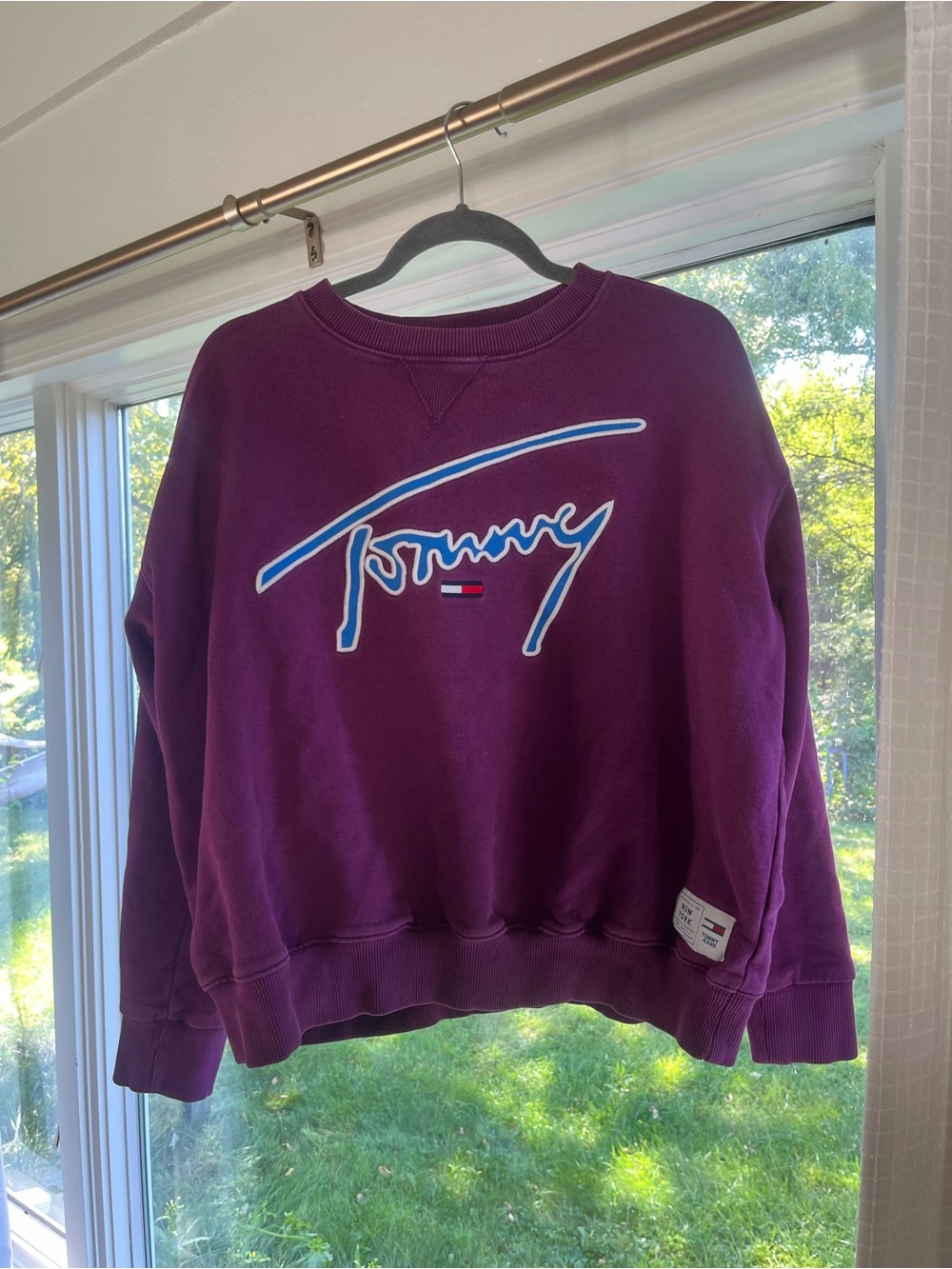 Tommy Hilfiger Deep Purple Script Logo Crewneck Sweatshirt